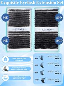 640PCS Personal Eyelash Bundle High Volume 10D-40D/30D+40D+50D+60D/50D+60D+80D+100 10-16mm DIY Eyelash Bundle Extra Thick, Natural Look And Density, Ultra Soft, Ultra Lightweight Reusable Individual Split False Eyelash Eyelash Extension Kit For Use At Home Or In Your Daily Life, Weddings, Appointments, Parties, Music Festivals, And Christmas,Individual Eyelashes,Cluster Lashes,Lasheslash Clusters,Eyelash Clusters,Individual Eyelashes,Lashes,Fake Lashes - DD - 查看 7