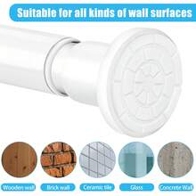 1/2pcs Black No-Drill Adjustable Length Curtain Rod, Shower Curtain Rod - Minimalist Iron Extendable Curtain Rod, Suitable For Kitchen, Bathroom, Wardrobe, Shoe Rack - Black - View 10