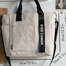 Bolso de tote con múltiples bolsillos, bolso de hombro portátil para viajes y trabajo, bolso cruzado de lona Oxford resistente, mochila de estudiante, bolso para tutoría - Multicolor - Ver 12