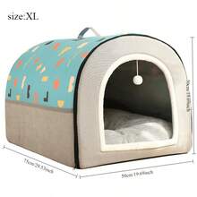 Casa cerrada para mascotas, cama cálida para perros, villa para gatos, nido para mascotas para perros y gatos en todas las estaciones