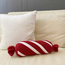 1 件柔软毛绒可爱绿色圣诞拐杖糖装饰枕头、节日家居装饰垫 - 綠色 - 查看 7