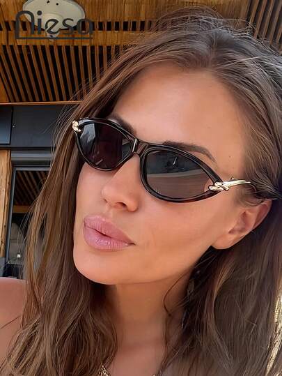 1 Pair Women's Cat Eye Knotted Leg Chain Fashion Glasses, Leopard Print Bohemian PC (Polycarbonate) , Suitable For All Seasons