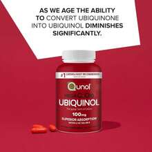 Qunol Mega Ubiquinol 100mg CoQ10, Superior Absorption, Patented Water And Fat Soluble Natural Supplement Form Of Coenzyme Q10, Antioxidant For Heart Health, 100 Count Softgels - Flavor Name B - View 1