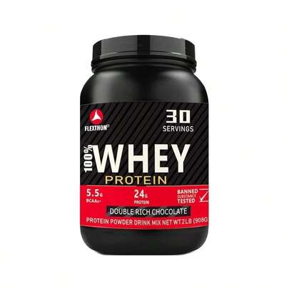 Flexthom 100% Whey Protein Powder - Rich Double Chocolate Flavor | High-Performance Protein For Muscle Growth (2 Lbs)