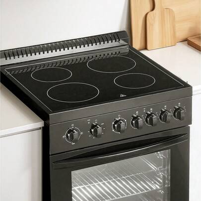 24 In Electric Range Oven, 2.7 Cu. Ft. Capacity Compact Freestanding Oven, Stainless Steel Kitchen Stove, With 4 Burners, Easy Reach Racks, Storage Drawer, Drip Pan, Indicator Light, Black