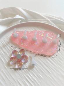 1 套树脂泪珠形白色和粉色闪光底座，带花朵闪光底座、极光练习指甲贴、树脂水晶珠、激光全息花朵指甲装饰，适用于 DIY、家庭使用、沙龙、婚礼、母亲节、情人节 - 彩色 - 查看 37