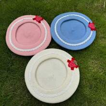 初秋草莓贝雷帽，新款可爱甜美百搭粉色贝雷帽，闪耀波西米亚风情 - 彩色 - 查看 6