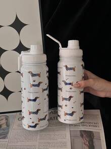 600ml、800ml、1000ml蓝色腊肠犬元素水杯，不锈钢保温咖啡杯，双层保护真空保温水杯，非常适合送礼，居家，办公室，车载，给家人和姐妹的圣诞礼物 - 小口瓶 - 查看 5