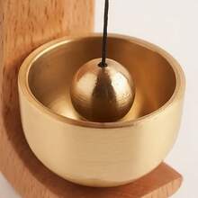 1 Piece Elegant Japanese Wooden Wind Chime - Wireless Brass Doorbell With Magnetic Mount, Easy Installation For Home And Commercial, Door And Wall Decorative Hanging Chime Also Comes With Adhesive Stickers - 金色 - 查看 4