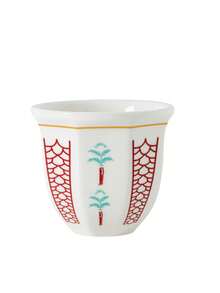 1pc Middle Eastern Style 100ml Ceramic Cup, Hand-Painted Coffee Mug With Elegant Blue, Red And Green Patterns, Complemented By "Peace" Latte Art, Displayed On White Surface With Coffee Beans And Pastries, Refreshing Visual Experience, Saudi National Day Gift - Multicolor - View 17