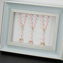 30 de bucăți/set rozariu pentru botez, mărgele acrilice, mini rozarii cu înger pentru prima împărtășanie, cadouri pentru botez (auriu roz)