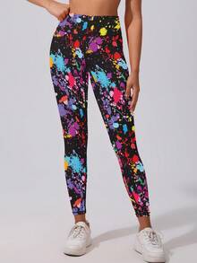 1件装女士高腰提臀紧身打底裤，运动裤，跑步裤，骑行裤，健身服，荧光迷彩，高弹力，柔软透气，吸湿排汗，适合健身房锻炼、瑜伽、普拉提、户外、休闲、运动、跑步、慢跑、锻炼、骑行、网球、羽毛球、足球、高尔夫等春季穿着。 - 彩色 - 查看 4