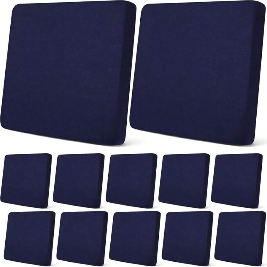 12 Pcs Patio Outdoor Cushion Covers Replacement Waterproof Stretch Sofa Couch Cushion Covers Washable Individual Couch Slipcovers Set Furniture Protector For Pets(20-27 Inch,Navy),18021324 - Màu xanh hải quân - Xem 1