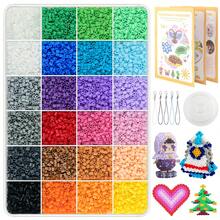10,000 件保险丝珠套件，24 色盒装，各种图案参考说明，钥匙扣环，方形钉板，生日、毕业典礼、情人节、万圣节派对礼物，2.6 毫米多色保险丝珠补充包