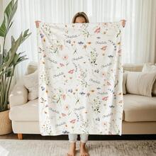 1pc Personalized Photo Blanket, Custom Text DIY Baby Throw Blanket, Newborn Swaddle Blanket, Lightweight Baby Shower Gift, Cherished Keepsake - Multicolor - View 5