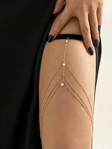 Simple Double-Layer Sequin Tassel Thigh Chain, Female Sexy Elastic Chain, Geometric Body Chain