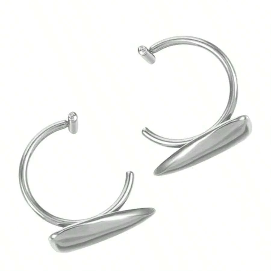 2PCS Stainless Steel Fake Lip RingLip Piercing Jewelry Vampire Teeth Wolf Tooth Lip Studs  Personalized Fangs For Women Men - như hình ảnh - Xem 1