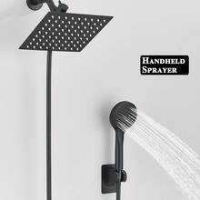 Shower Head With Handheld Spray, High-Pressure 8-Inch Rain Shower Head Set - Black - View 7
