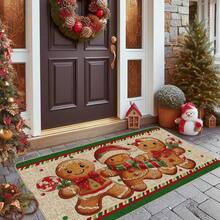 1pc Christmas Pinecone & Leaf Linen Rubber Decorative Doormat, Non-Slip Outdoor Entrance Mat, Christmas Candy Cane Doormat, Indoor Outdoor Non-Slip Floor Entrance Carpet, Winter Holiday Snowflake Home Kitchen Decor, Christmas Gift, Burlap Rug, Christmas Decoration, Outdoor Doormat, Shoe Scraper Mat, Foot Mat, Entrance Carpet, Small Rug, Machine Washable (Multiple Sizes Available)