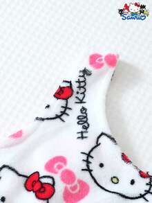 SANRIO 【居家男士】2件套正版Hello Kitty印花柔软舒适圆领背心上衣和蝴蝶结短裤睡衣套装，秋冬款 - 白色 - 查看 3