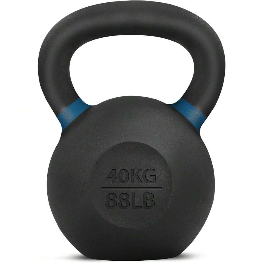 Powder Coated Cast Iron Kettlebell Strength Training Kettlebells Weight Set For Full Body Workout, Home Gym - M - Deep Blue - 40 KG / 88 LB - View 1