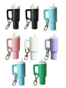 10/8/5/3/2pcs Mini Water Bottle Keychain - Street Style, Multiple Colors, Can Be Used For Keychain Accessory Charms, Wallet Charms, Cups, Wallet Accessories, Mini Water Bottle Keychain, Mini Cup Keychain, Key Ring Or Lip Balm, Cute Water Bottle Keychain, Plastic Material, A Good Gift For The Opening Season