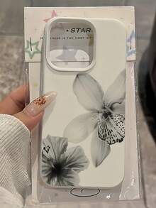 1pc Black & Gray Floral Pattern Matte Anti-Fall TPU Phone Protective Case Compatible With Apple 17, 16, 15, 14, 13, 12, 11 Pro Max And Galaxy A55/54/53/52/51, S25/24/23/22/21 Series - Multicolor - View 2