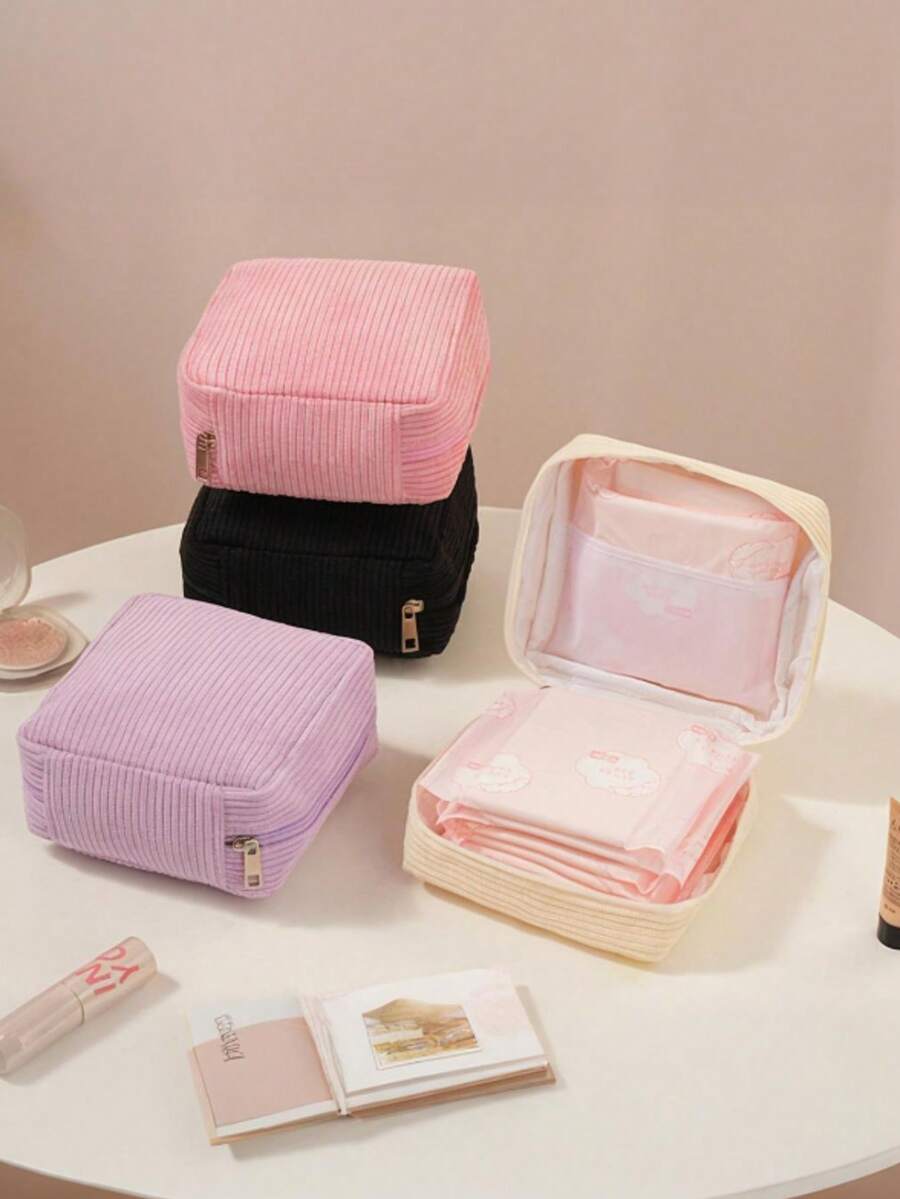 Large Capacity Sanitary Pad Storage Bag, Portable Multipurpose Waterproof Storage Bag For Sanitary Pads, Tampons, Cosmetics, Coins, Essentials, Back To School, Mother's Gift, Cosmetic Bag, Gift Bag For Women