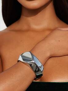 Joias europeias e americanas transfronteiriças - Conjunto de pulseiras assimétricas onduladas e lisas, únicas e versáteis