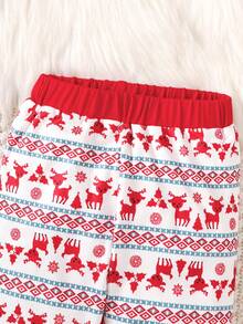 3件套新生男宝宝休闲针织熊猫印花长袖连体衣+熊猫印花裤子+帽子套装 - 紅色 - 查看 8