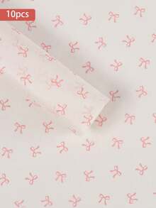 10pcs Pink Bow Tissue Paper For Gift Packaging, Cute Bouquet Packaging For Party Decoration, Gift Packaging For Birthdays, Weddings Gift Box, Gift Wrapping Supplies, Christmas Decorations