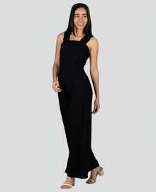 Women's Pantaloon Jumpsuit With Medium Straps In Elastic Viscose In Black .517-1 - Black - View 2