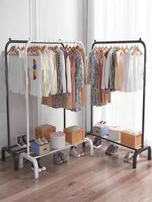 Tendedero de ropa para el hogar, balcón de pie, dormitorio, perchero pequeño, unipolar, dormitorio, ropa interior, varilla de secado al por mayor - Negro - Ver 1