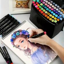 80 Colors Dual Tip Permanent Markers Set Professional Art Markers For Adult Coloring Sketching Illustration Underlining Ideal Halloween Christmas Gifts - 升級款80色套裝 - 查看 9