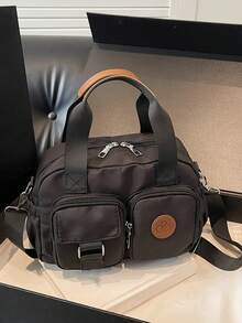New Retro Style Large Capacity Handbag, Solid Color Fashion Versatile Women's Shoulder Bag, Casual Minimalist Adjustable Strap Crossbody Bag Suitable For Outings, Dates, Shopping, Daily Commute - Black - View 9