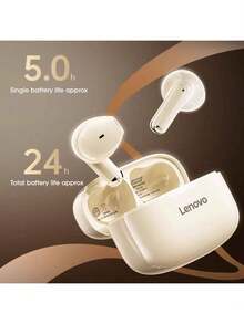 Lenovo 联想 EA110 TWS 耳塞，蓝牙 5.4，3.5g 轻便半入耳式，24 小时播放，带 ENC 降噪，HiFi 音质，触摸控制，适合运动和日常佩戴，舒适贴合手机和电脑 - 黑色 - 查看 6