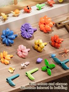 130 piezas Bloques de construcción divertidos y cambiables con diseños de jardín y dibujos animados para niños, regalo de cumpleaños