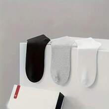 10 Pairs Of Solid Color Socks, Available In Black/White/Gray, Low Cut Casual Socks, Suitable For Daily Wear, Work, Commuting And Other Scenarios - Black - View 8