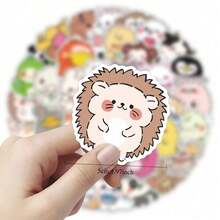 60 New Products Cartoons Cute Animals Stickers Decorative Stickers Hand Pads Waterproof Luggage Skateboard Wall Decorations, Halloween, Back To School Label Processing Stickers