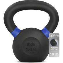 Powder Coated Cast Iron Kettlebell Strength Training Kettlebells Weight Set For Full Body Workout, Home Gym - C - Dark Blue - 8 KG / 18 LB - View 1