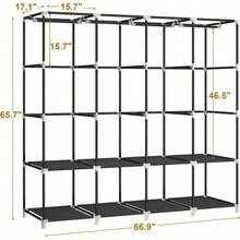 Portable Closet Wardrobe 67Inch Clothes Organizer With 4 Hanging Rods And 8 Shelves NonWoven Fabric Cover Large Capacity Storage For Bedroom And Living Room Black
