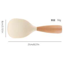 Cuchara de paleta de arroz de silicona con de madera, espátula para olla arrocera de pie resistente al calor, herramientas de cocina, pala de arroz antiescaldado KK1D - naranja y blanco - Ver 11