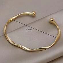 1pc Minimalist Chic Textured Gold Color Bracelet, Fashion Elegant Fresh And Simple Design For Women - 彩色 - 查看 2