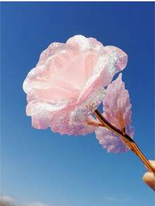 Rosa de oro en lámina, caja de regalo para el Día del Maestro, San Valentín, aniversario de boda, regalo de cumpleaños, decoración de rosa de oro laminado, decoración del hogar, regalo promocional de joyería, rosa eterna, rosa de cristal artificial - Rojo - Ver 6