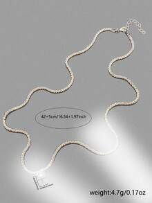 1pc Silver-Plated Copper Bling Bling Choker Necklace With Mini Religious Cross Pendant