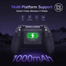 EasySMX X05 Pro 无线游戏手柄，PC 控制器，静音按键/双段式扳机/八向方向键/柔软橡胶握把/霍尔效应摇杆/RGB 灯光/可编程按键/1000mAh 大容量电池/多模式连接开关。兼容 PC/Switch/手机/Steam/电视，双震动马达，脉冲扳机。 - 紫色 - 查看 6