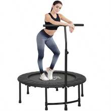 HOMCOM 40" Fitn Trampoline With Adjustable Handle Rebounder Trampoline Mini Jumper For Indoor Exercise Workout Black - Black1 - View 7