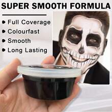 QIUFSSE Black And White Face Body Paint With Brushes Halloween Face Paint Makeup Kit Oil Based Face Painting Kit ForHalloween SFX Makeup Cosplay Skull Clown Art Theater - Sơn mặt hộp mềm đen trắng - Xem 4