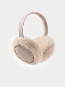 1pc Women's Deer Plush Plush Ruched Minimalist Ear Warmer, Fall / Winter - Nude - View 4
