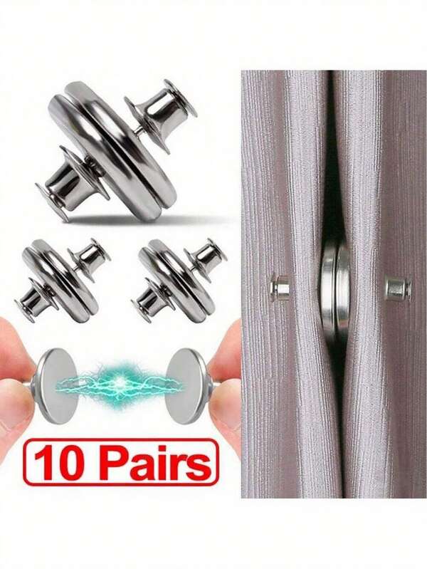 Magnetic Curtain Closure Clip - Metal Magnet Holder, Suitable For Window Screens And Room Curtains, Detachable And Light Proof, Simple Circular Magnetic Curtain Buckle, Curtain Shading Buckle, Detachable Curtain Decoration, Clothes Fixing Buckle, Curtain Buckle Magnet Anti Leakage, Detachable Metal Strap Buckle, Strong Magnetic Suction Curtain Special Button